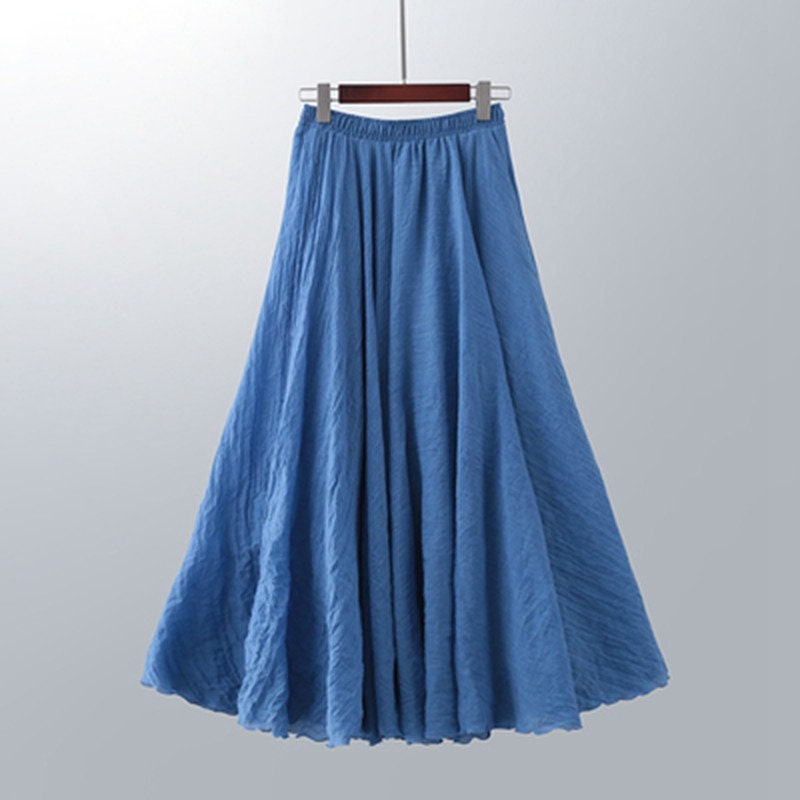 Cotton Linen Renaissance Skirt Women Casual Elastic High Waist Women ...