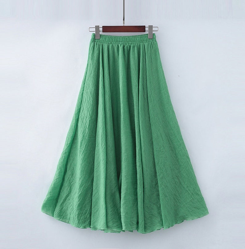 Cotton Linen Renaissance Skirt Women Casual Elastic High Waist Women ...