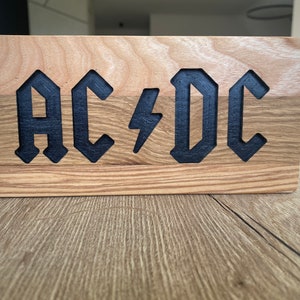 ACDC wooden band decor logo handmade