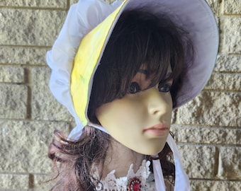 Gorro victoriano de acuarela: mezcla de algodón blanco con ala azul teñida