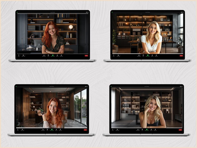 Videoconference Visual Background 25 Office Wall Shelving Zoom Background Bundle, Virtual Zoom Background ...