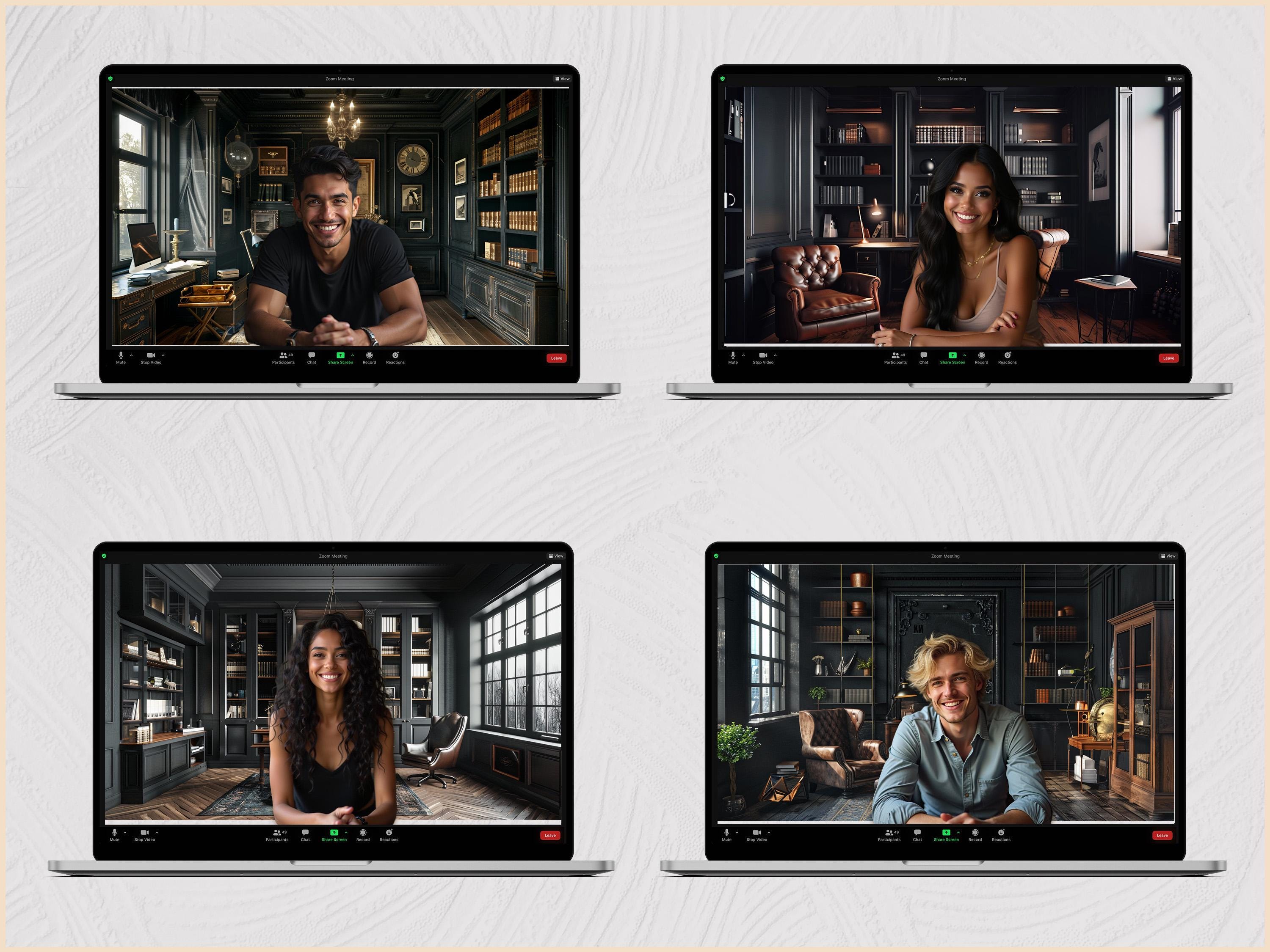 Videoconference Visual Background 25 Vintage Study Room Zoom Background Bundle, Virtual Zoom Background ...