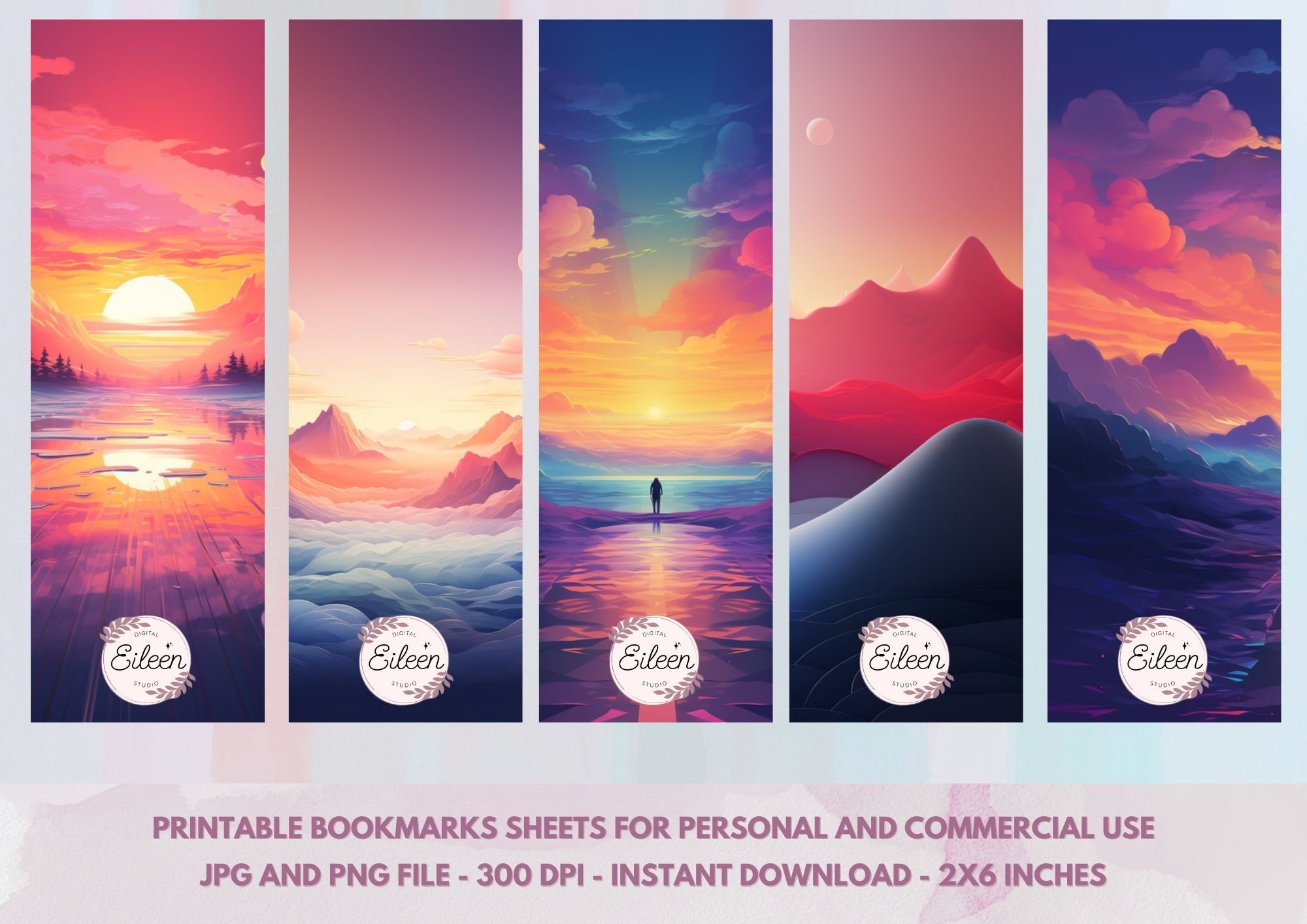 10 Gradient Printable Bookmarks | Instant Download | Print at Home ...