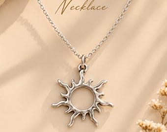 Sun Pendant Necklace for Women, Celestial Sun Charm Necklace, Adjustable Cord Necklace, Boho Jewelry Gift, Festive Birthday Gift for Her