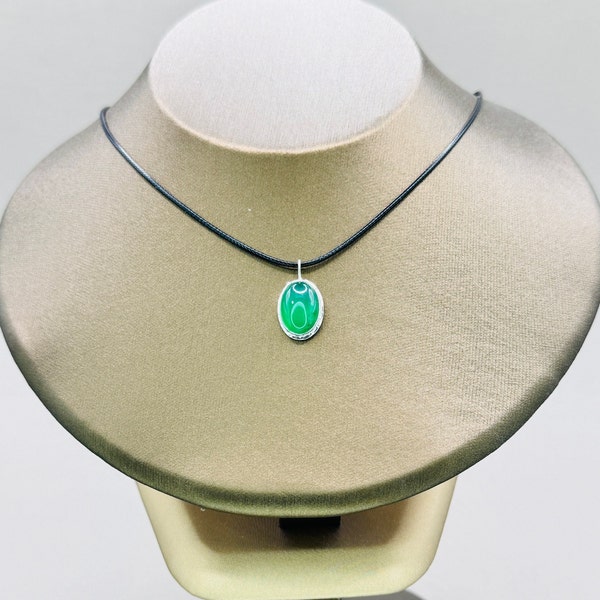 Nephrite Pendant Necklace, Protection amulet, Y2K necklace, Black Choker, Adjustable necklace, Jade String Choker, Slipknot necklace