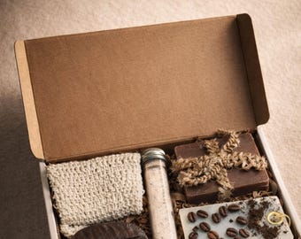 Coffee Lover Gift Box Handmade Coffee Candle Soap Cozy Coffee Themed Gift