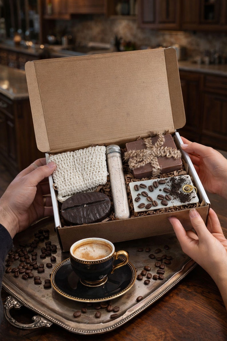 Coffee Lover Gift Box Handmade Coffee Candle Soap Cozy Coffee Themed ...