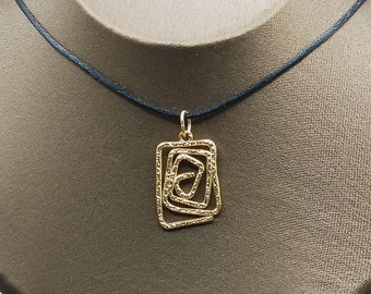 Swirl Pendant, Rectangular Spiral, Man pendant necklace, Unisex Chakra Jewelry, Y2K necklace, Spiral Choker Necklace, Spiral Pendant choker