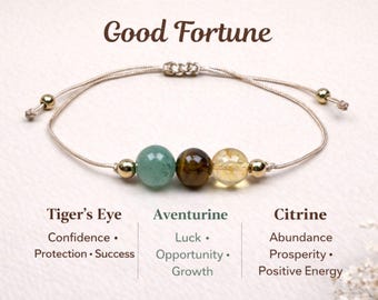 Glück Kristall Armband Citrin Aventurin Tigerauge Armband für Glück Wohlstand Reichtum Manifestation Fülle Armband Geschenk für Sie