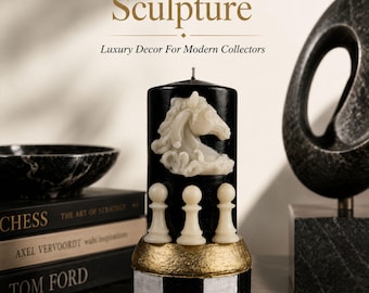 Knight Candle Sculpture, Chess Horse Candle, Luxury Desk Decor, Handmade Soy Wax Candle, Dark Academia Home Decor, Unique Collector Gift