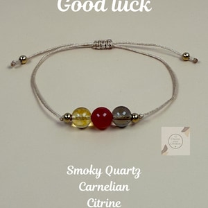 Dainty Carnelian Citrine Clear Quartz Chakra Gemstone Bracelet