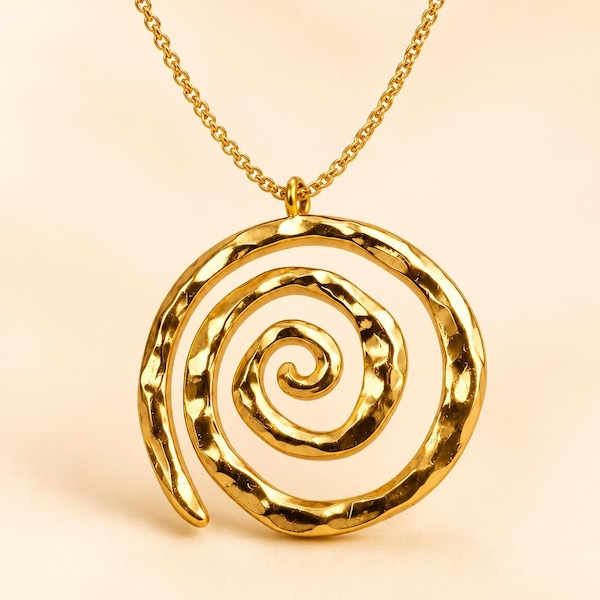 Gold Spiral Pendant Necklace, Protection necklace, Statement necklace, gift for her, Happy 30th birthday gift for wife, best friend necklace