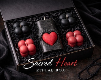 Sacred Heart Decor, Gothic Candle Set, Black Candle, Dark Ritual Witchy Spiritual Gift Artistic Candle Modern Candle Designer Candle