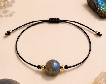 Labradorite Bracelet Protection Bracelet Crystal Bracelet Adjustable Cord Bracelet Minimalist Jewelry Spiritual