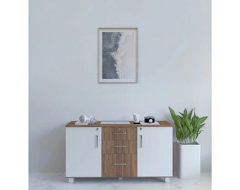 Key Security File Cabinet Ronald Zoro with Leon Teak Finish, 4 Drawers, Furniture, Modern, Art