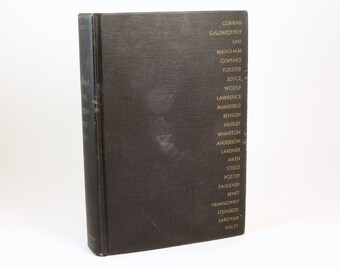 May include: A black hardcover book with gold lettering on the spine. The spine lists authors including Conrad, Galsworthy, Saki, Maugham, and more.