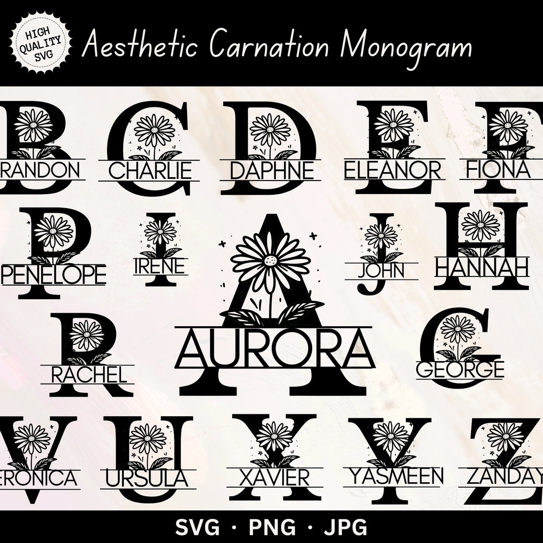 Split Monogram Daisy Daisy Flower Monogram SVG Bundle: Split Alphabet (instant Download) - Etsy
