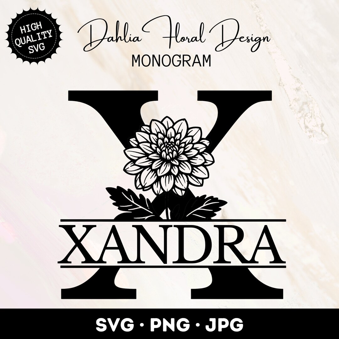 Classic Dahlia Spilt Monogram SVG Files, Wedding Monogram SVG Bundle ...