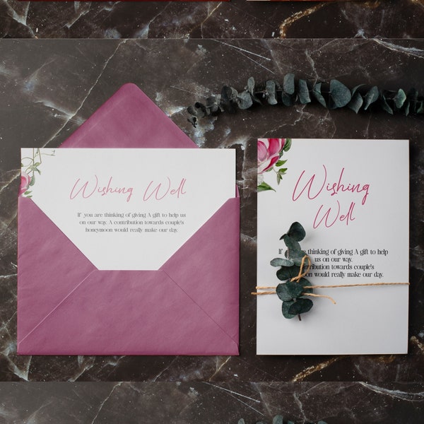 Modern Wedding Wishing Well Card, Blush Pink Wedding Wishing Well, Digital Wishing Well Card, Instant Download, Try Before You Buy, AHBH-004