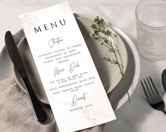 Wedding Dinner Menu Card, Marble wedding Menu Cards, Editable menu Card Template, Instant Download, Try Before You Buy, AHBH-002