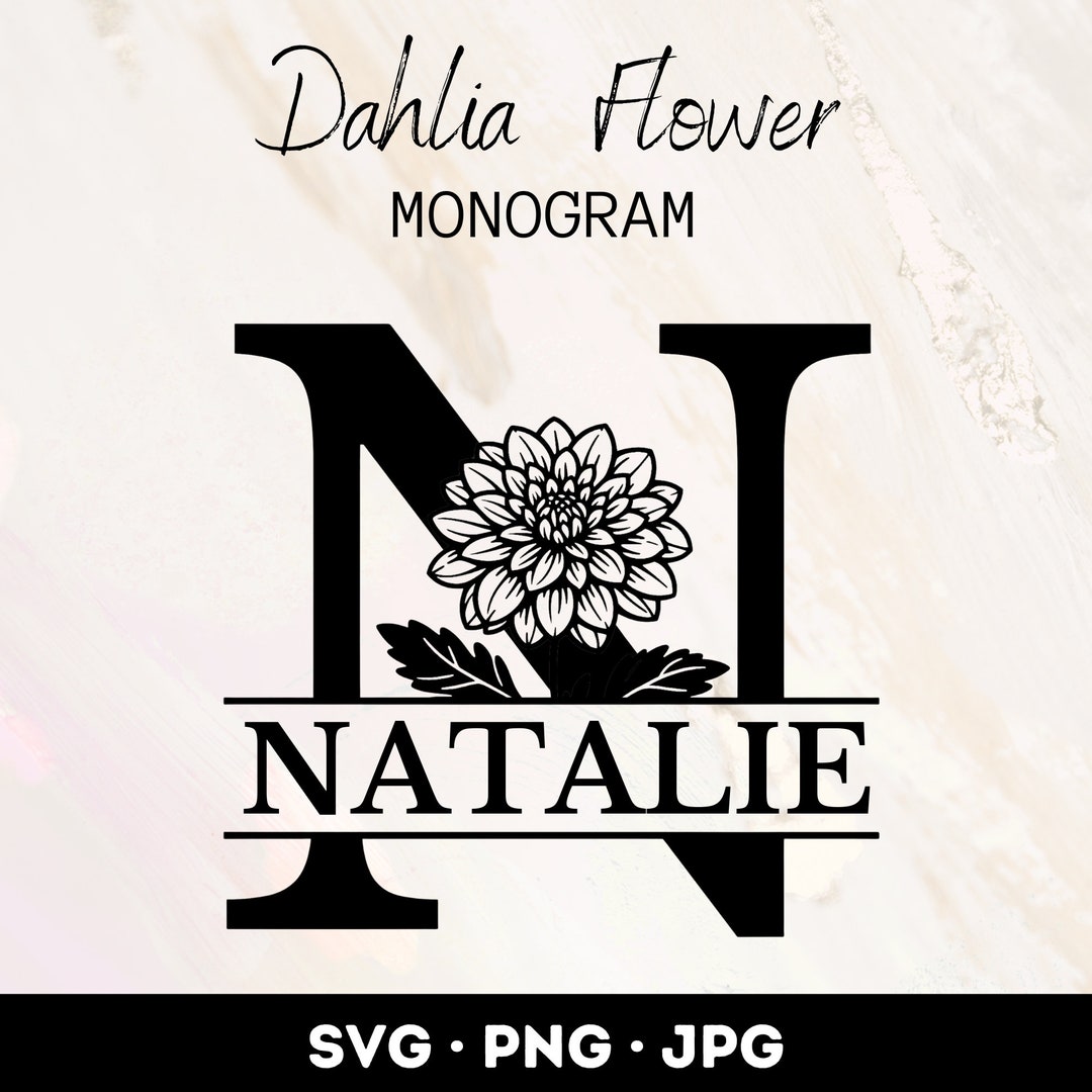 Dahlia Flower Monogram SVG Files Bundle, Botanical Monogram SVG, Floral ...