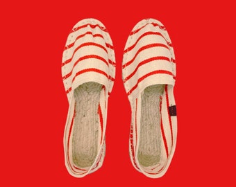 Espadrilles Sandals Unisex- Red French Stripes