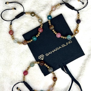 Stone Bracelet Beaded Adjustable Colorful