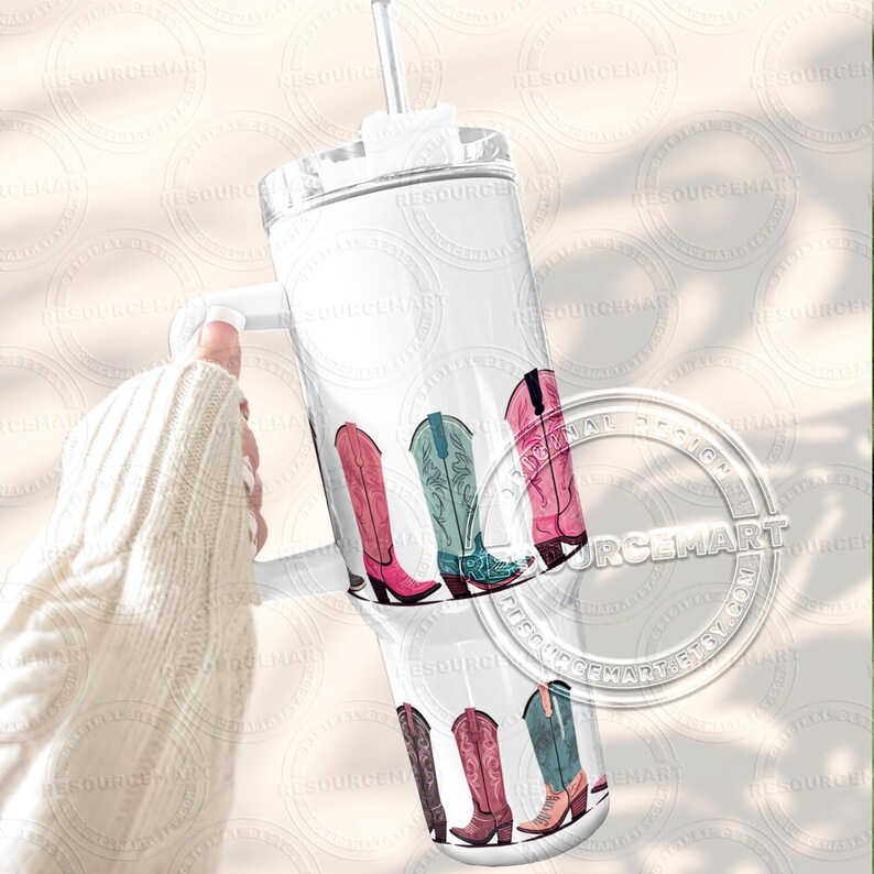 40oz Country Cowgirl Boots Sublimation Tumbler Wrap, 40 Oz Stanley ...