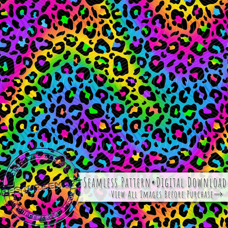 80's Rainbow Leopard Seamless Pattern, Retro Sublimation Design ...