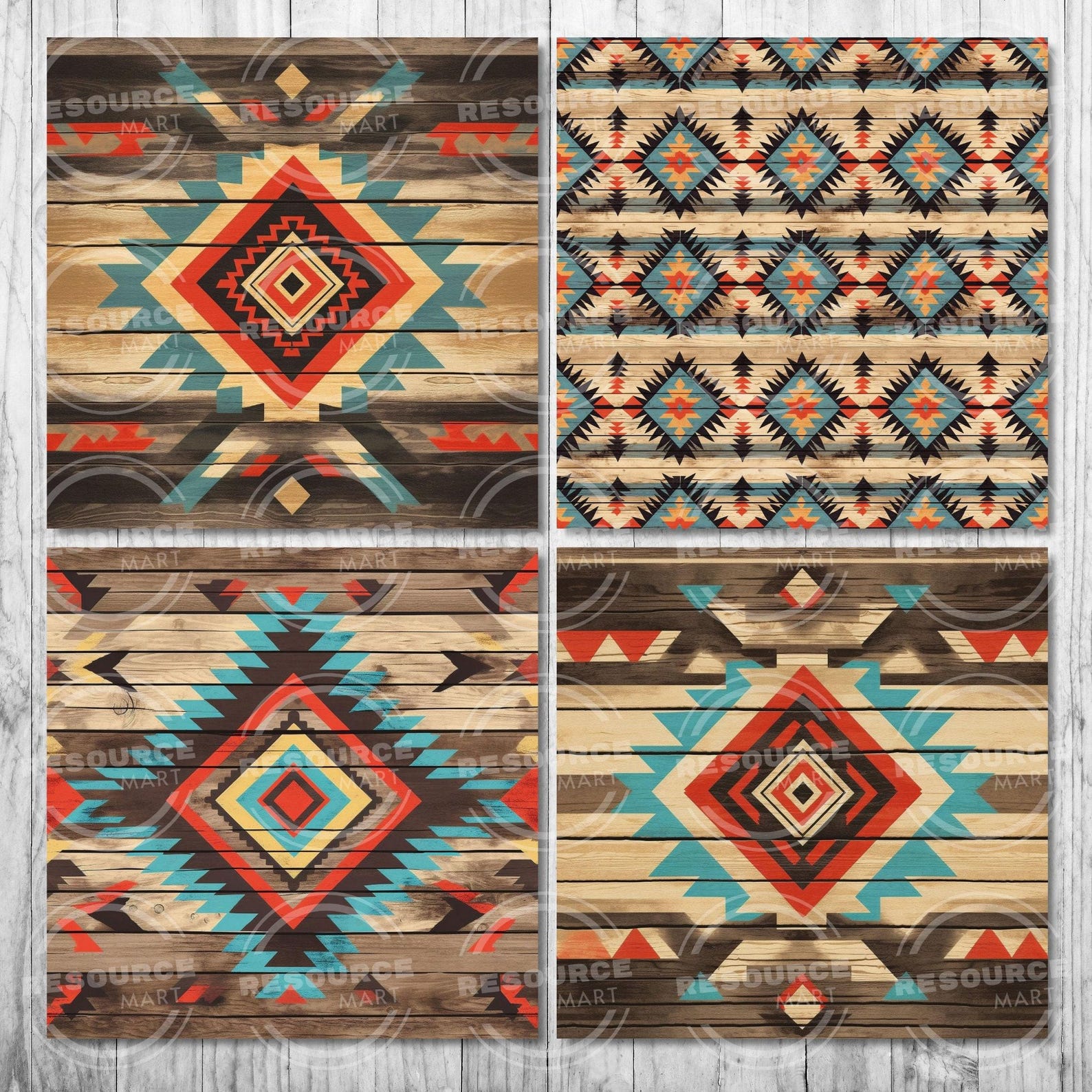 Seamless Southwestern Wood Digital Paper, Western Patterns, Aztec ...