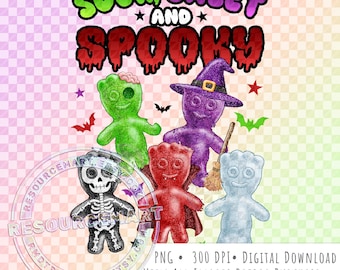 Halloween Sour Candy Kids PNG Design, spooky horror graphic for sublimation t-shirt tee shirt with matching sleeve, witch, skeleton, vampire