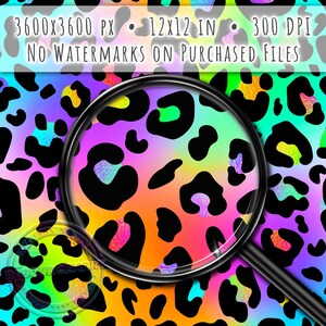 Motivo senza cuciture con leopardo al neon, design a sublimazione, stampa estiva, file digitale in carta con macchie di ghepardo arcobaleno in stile anni '80 e '90, png sfumato colorato immagine 3