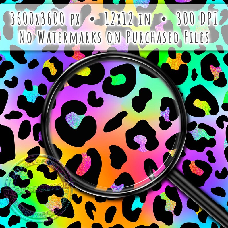 Motivo senza cuciture con leopardo al neon, design a sublimazione, stampa estiva, file digitale in carta con macchie di ghepardo arcobaleno in stile anni '80 e '90, png sfumato colorato immagine 3