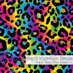 90's Glitter Leopard Muster, Sommer- oder Sublimationsmuster, Stoffdruck auf Stoff, Retro, Gepard, Gepard, digitales Papier, bunter Ombre-Druck
