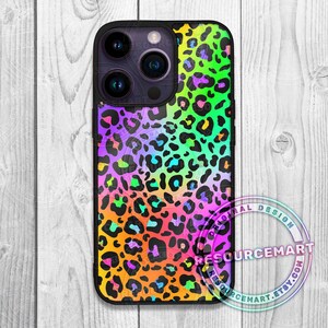 Motivo senza cuciture con leopardo al neon, design a sublimazione, stampa estiva, file digitale in carta con macchie di ghepardo arcobaleno in stile anni '80 e '90, png sfumato colorato immagine 7