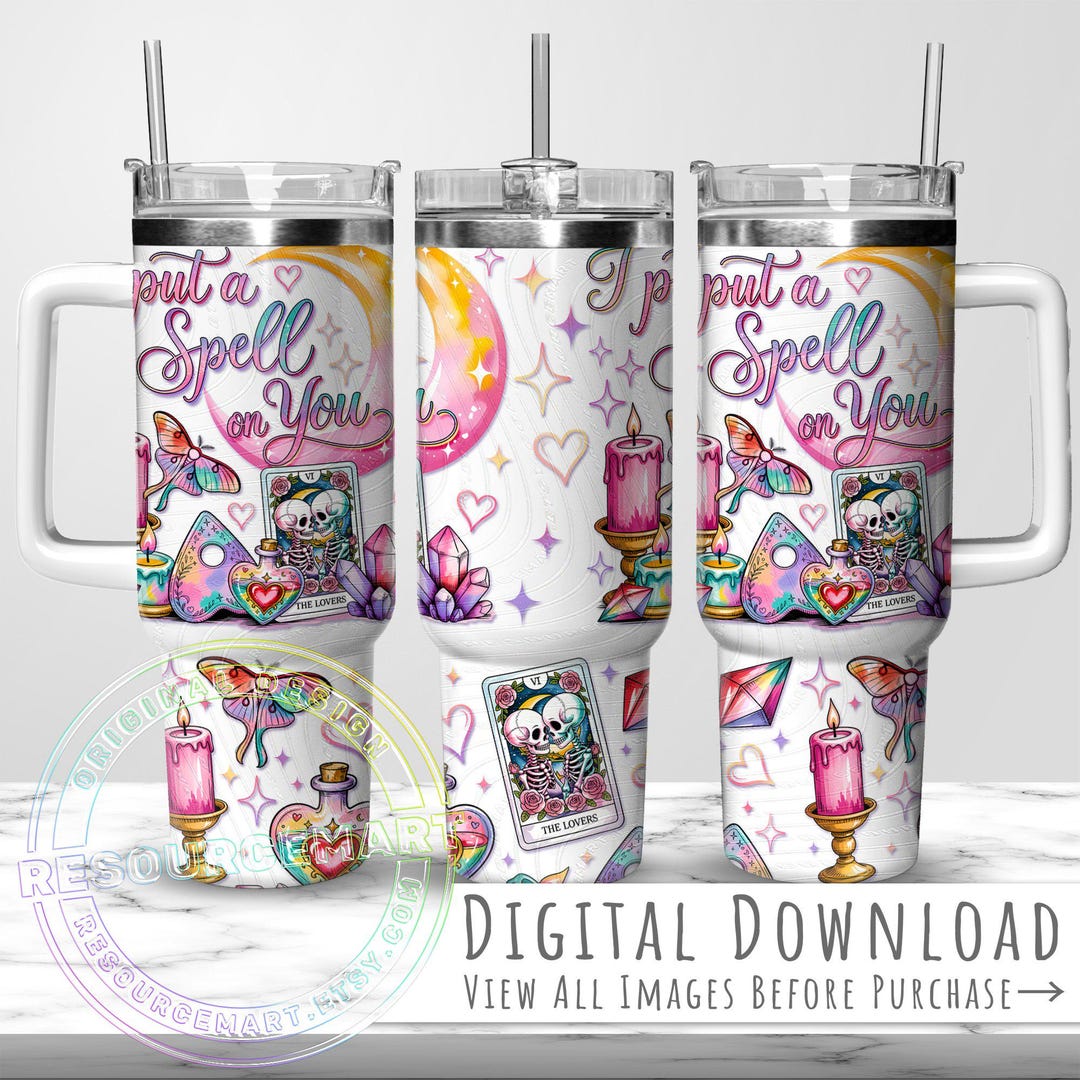 I Put A Spell on You 40oz Sublimation Tumbler Wrap PNG, Pastel Goth ...