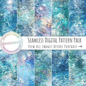 Schimmerndes Wasser Digitales Papier, irisierende nahtlose Texturen, Sommer Scrapbook Seiten gemusterte Tapete, Druck auf Bestellung