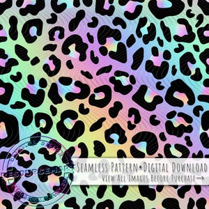 Pastel Leopard seamless pattern, sublimation design, summer print, 80s 90s style cheetah spots digital paper, iridescent colorful ombre png
