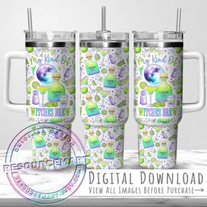 „My Kind of Witches Brew“ 40oz Tumbler Wrap Design, Midnight Margaritas Halloween 40 oz Sublimation Stanley Becher Pastellfarbener gruseliger Henkelbecher