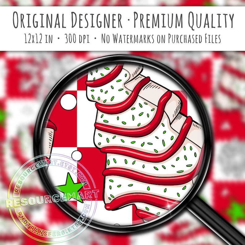 Christmas Tree Cake Seamless Pattern, Classic Xmas Sweets on Red Retro ...