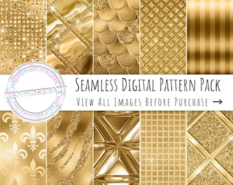 Luxury Glam Digital Paper, gold scrapbook paper printable seamless pattern glitter background texture metallic print on demand commercial