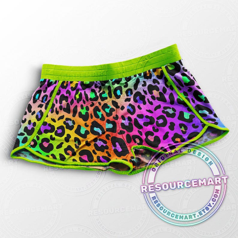 Motivo senza cuciture con leopardo al neon, design a sublimazione, stampa estiva, file digitale in carta con macchie di ghepardo arcobaleno in stile anni '80 e '90, png sfumato colorato immagine 6