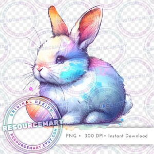 Fichier graphique PNG de lapin de Pâques, impression à la demande, joli t-shirt pastel, sublimation de sac fourre-tout, toboggan à ressort mug libbey canette de verre