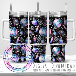 Hexenhaftes Pastell-Design für 40-oz-Becher, pastellfarbener Hexen-Halloween-Becher (40 oz) mit Sublimationsdruck, Stanley-Becher mit praktischem Zaubergriff