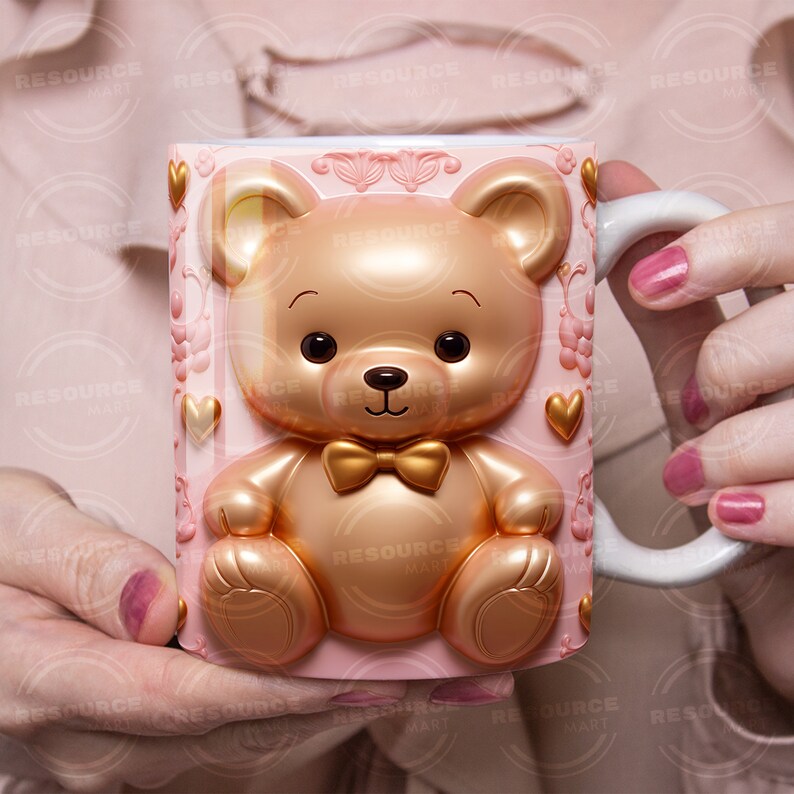 3d Teddy Bear Valentine Coffee Mug Wrap 11oz 12oz 15 Oz Puffy Pink And 3d Teddy Bear Valentine Coffee Mug Wrap 11oz 12oz 15 Oz Puffy Pink And