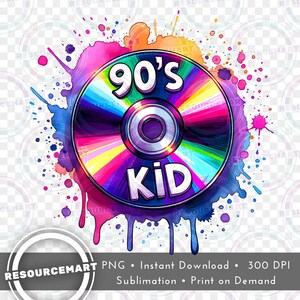 90's Nostalgia PNG Graphic File, Print on Demand, 90s baby CD t-shirt tee design, tote bag sublimation, waterslide mug, libbey glass can