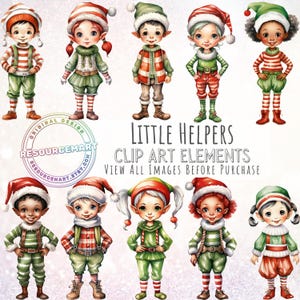 Santa's Helfer Weihnachtselfen Clip Art Transparente Elf PNG, winterliche Clipart, printable Scrapbook Journal Planer Sticker Print on Demand