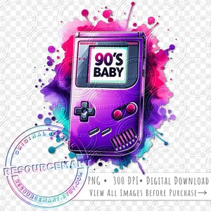 90er Jahre Nostalgie PNG Grafikdatei, Retro 90er Jahre Baby-Handheld-Spiel-T-Shirt-T-Shirt Sweatshirt, diy-Einkaufstasche, druckbare Sublimationsglasdosenschale