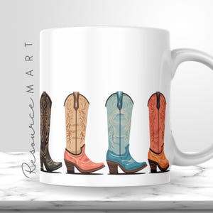 Country Cowgirl Boots Mug Wrap, 11oz 12 oz 15 oz Mug Press Template, western coffee mug sublimate, sublimation design PNG, print on demand