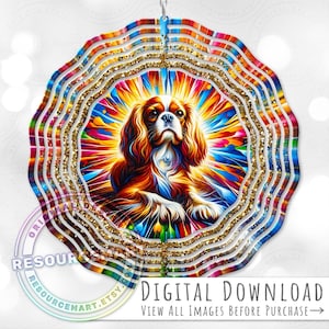Cavalier King Charles Spaniel Wind Spinner Sublimation Design, digital download, 10 inch dog png, outdoor garden yard decor cute puppy png